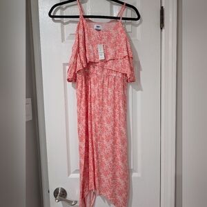 Old Navy dress girls coral floral midi dress